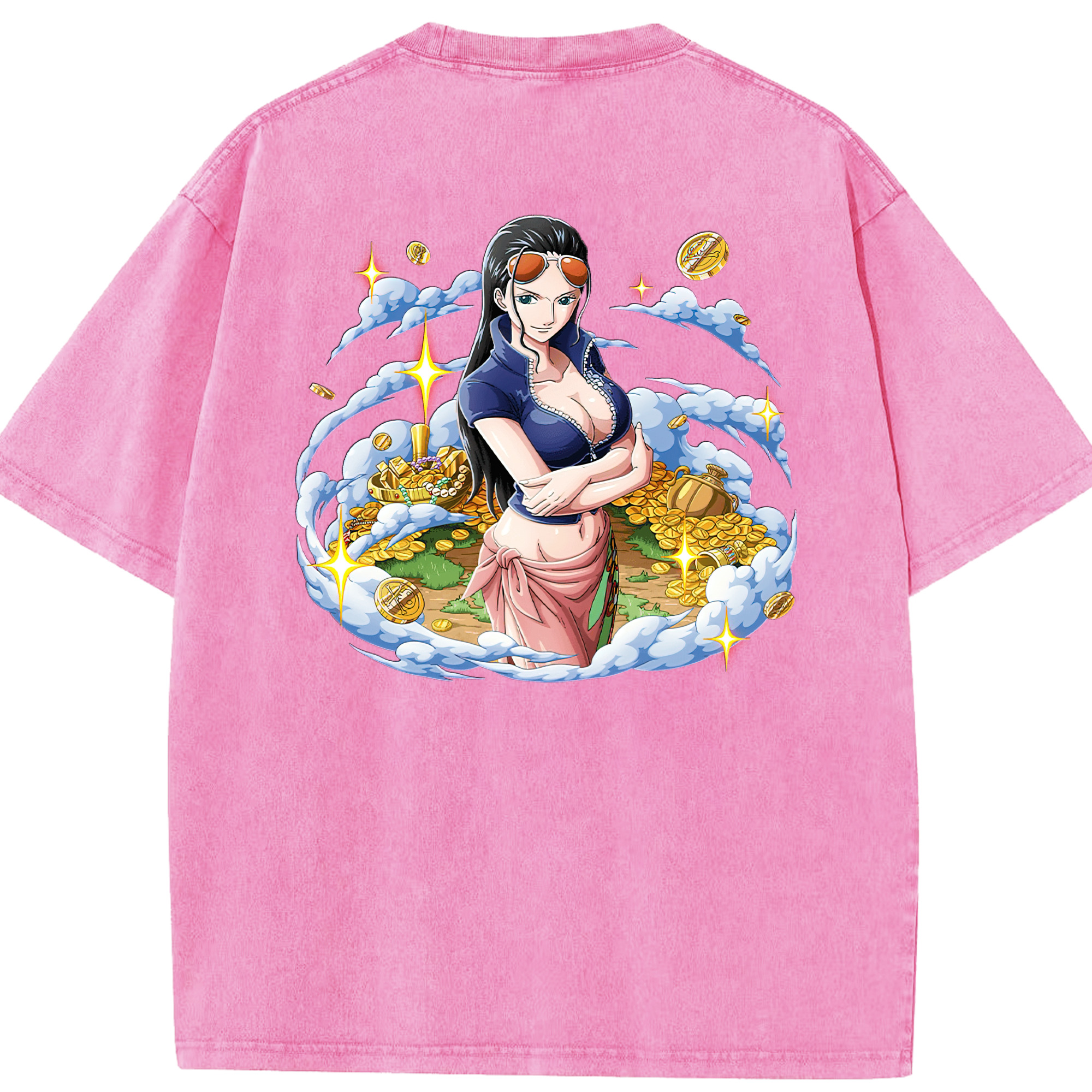 ワンピース ニコ・ロビン ONE PIECE Nico Robin 綿100% ヴィンテージ風 半袖Tシャツ（背面プリント）